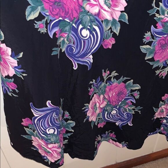 Vtg 90s E.D. Michaels black floral rayon dress - Picture 5 of 8